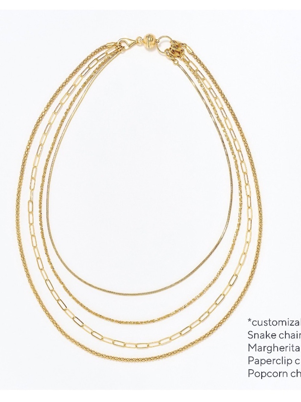 QVC UltraFine Gold Plated 4 Chains w/ Magnetic Clasp Customize Multi‑Strand Look